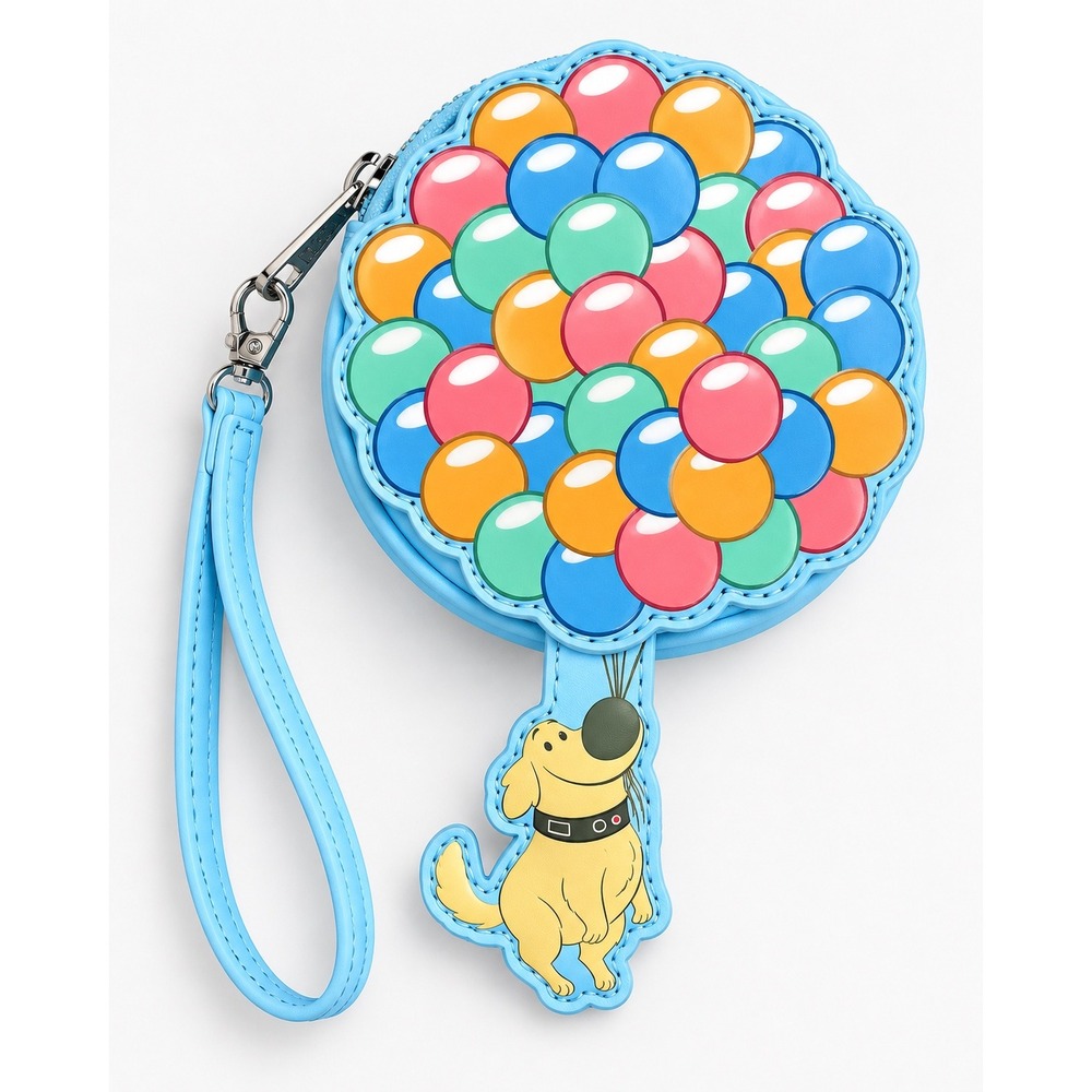 Loungefly Pixar Up Dug Balloon Round Wristlet Coin Purse NWOT